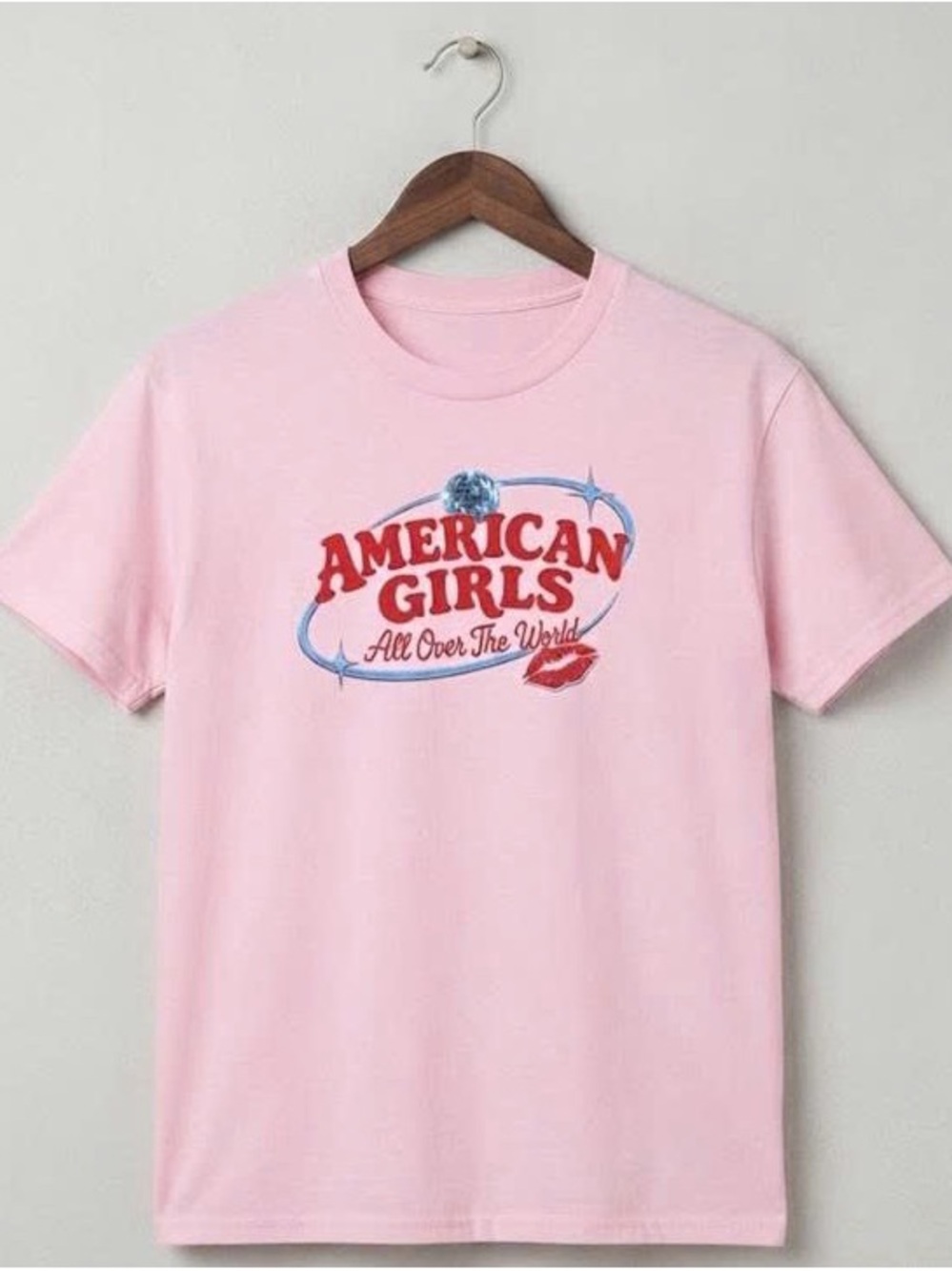 Pink 'American Girls' Graphic Short Sleeve Tee